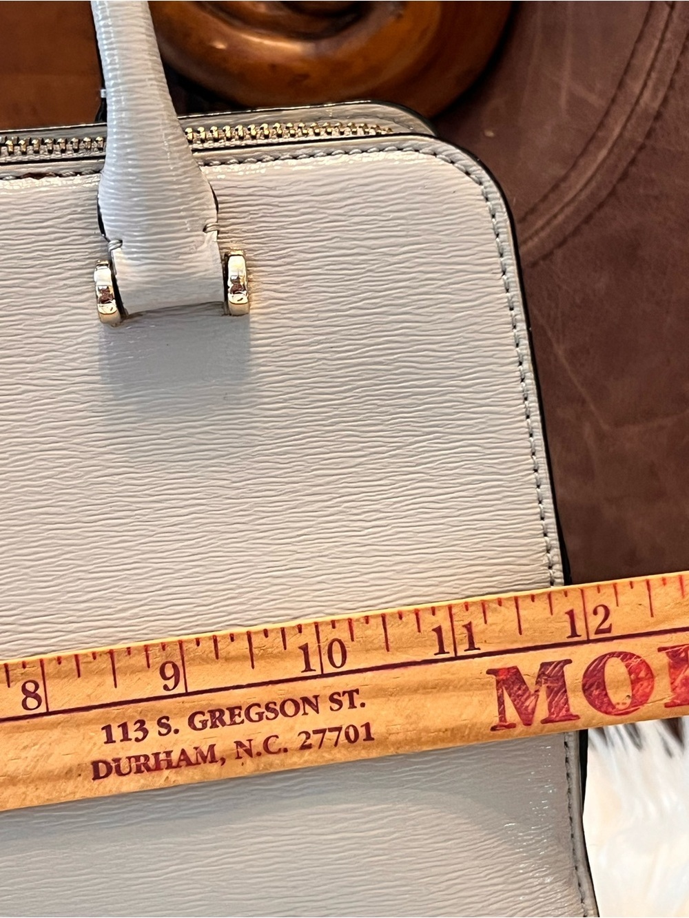 kate spade gray Patent Leather Satchel with Gold Hardware crossbody bag - Picture 7 of 17